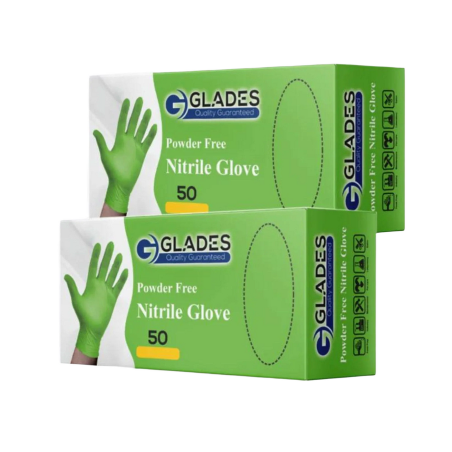 GLADES™ Green Disposable Nitrile Gloves | 8mil Heavy Duty Diamond Grip Gloves | Powder Free Gloves