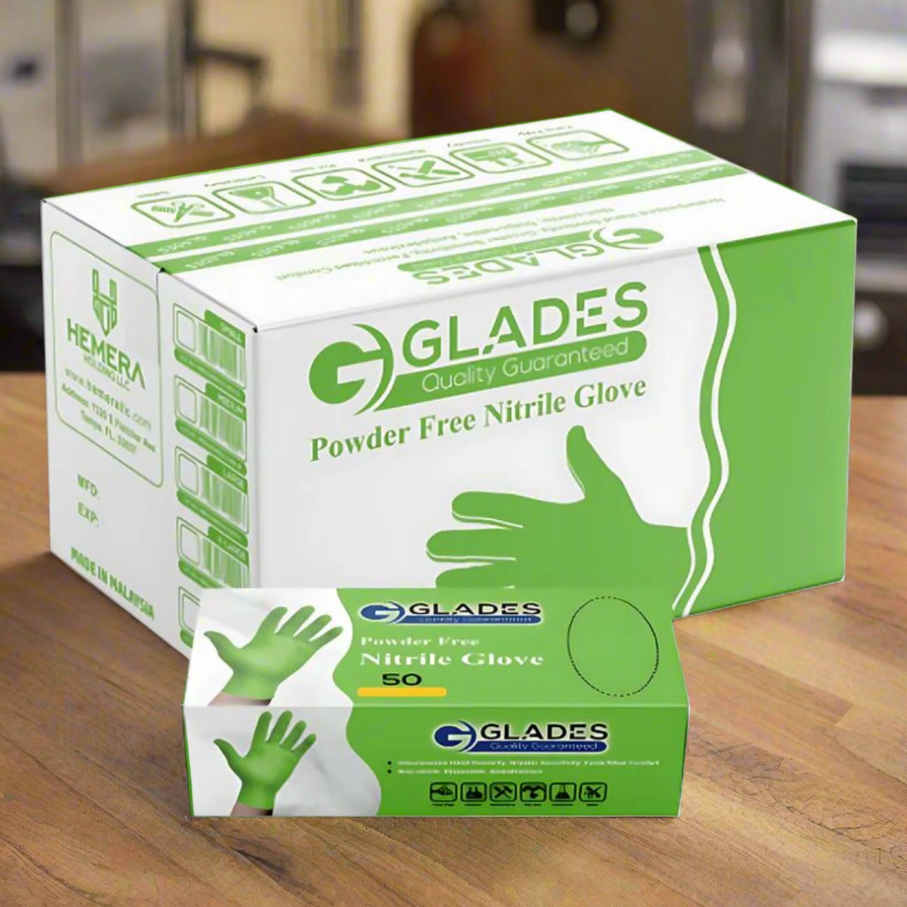 GLADES™ Green Disposable Nitrile Gloves | 8mil Heavy Duty Diamond Grip Gloves | Powder Free Gloves