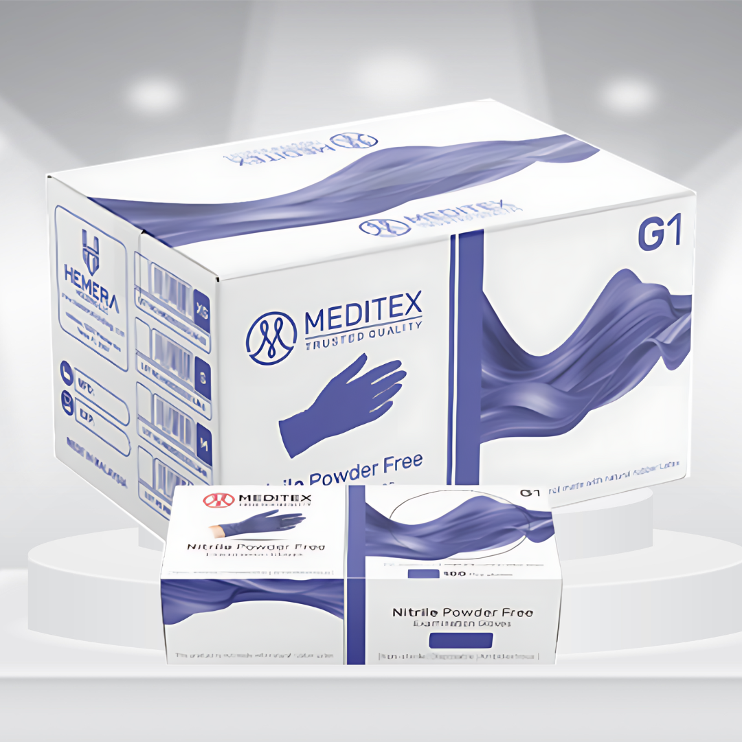MEDITEX® (G1) Blue Nitrile Gloves | 4mil Exam Gloves | Powder Free Gloves