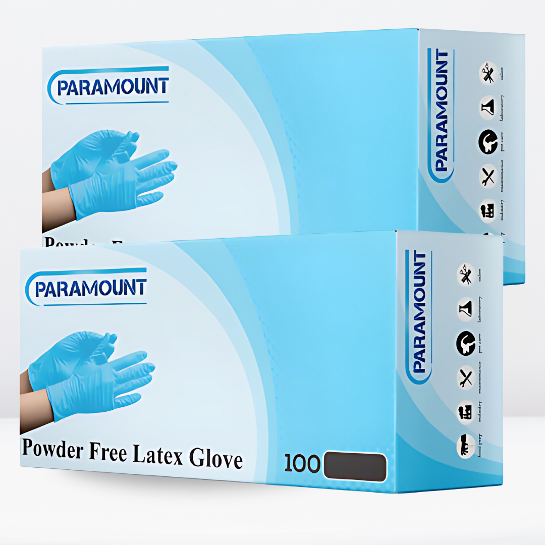 PARAMOUNT® Blue Latex Gloves | 5mil Disposable Gloves | Powder Free Gloves