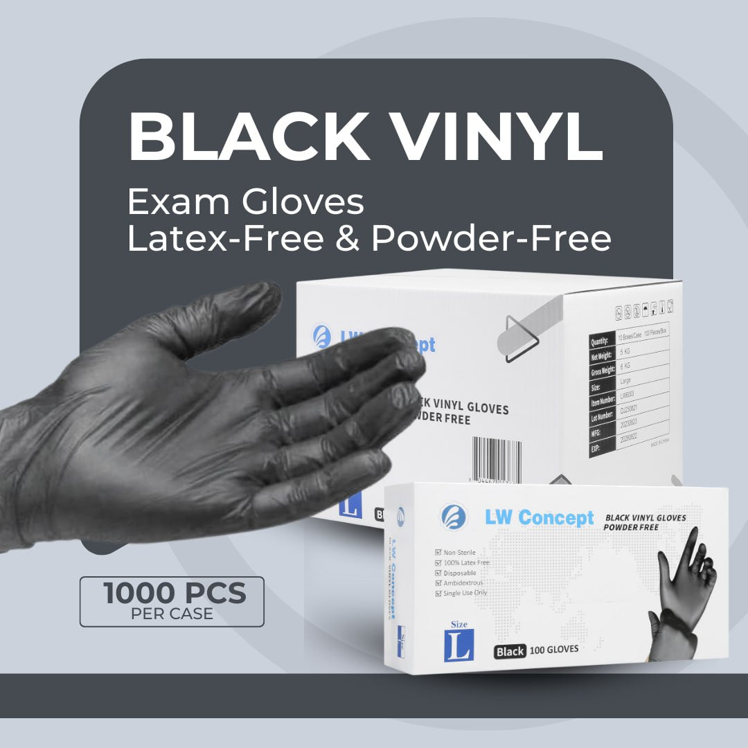 LW Concept Vinyl Exam Gloves - Latex-Free, Powder-Free, Non-Sterile