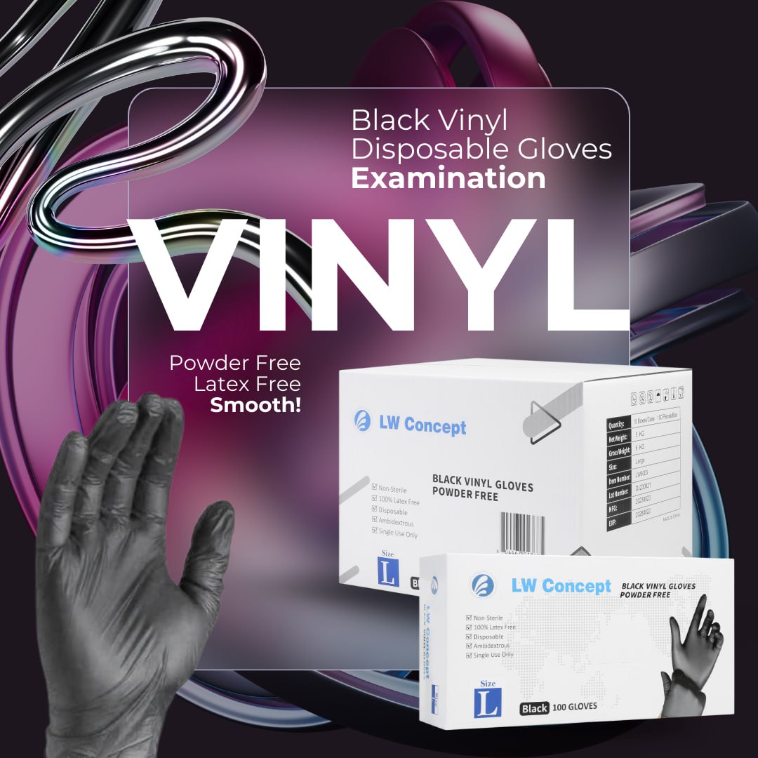 LW Concept Vinyl Exam Gloves - Latex-Free, Powder-Free, Non-Sterile