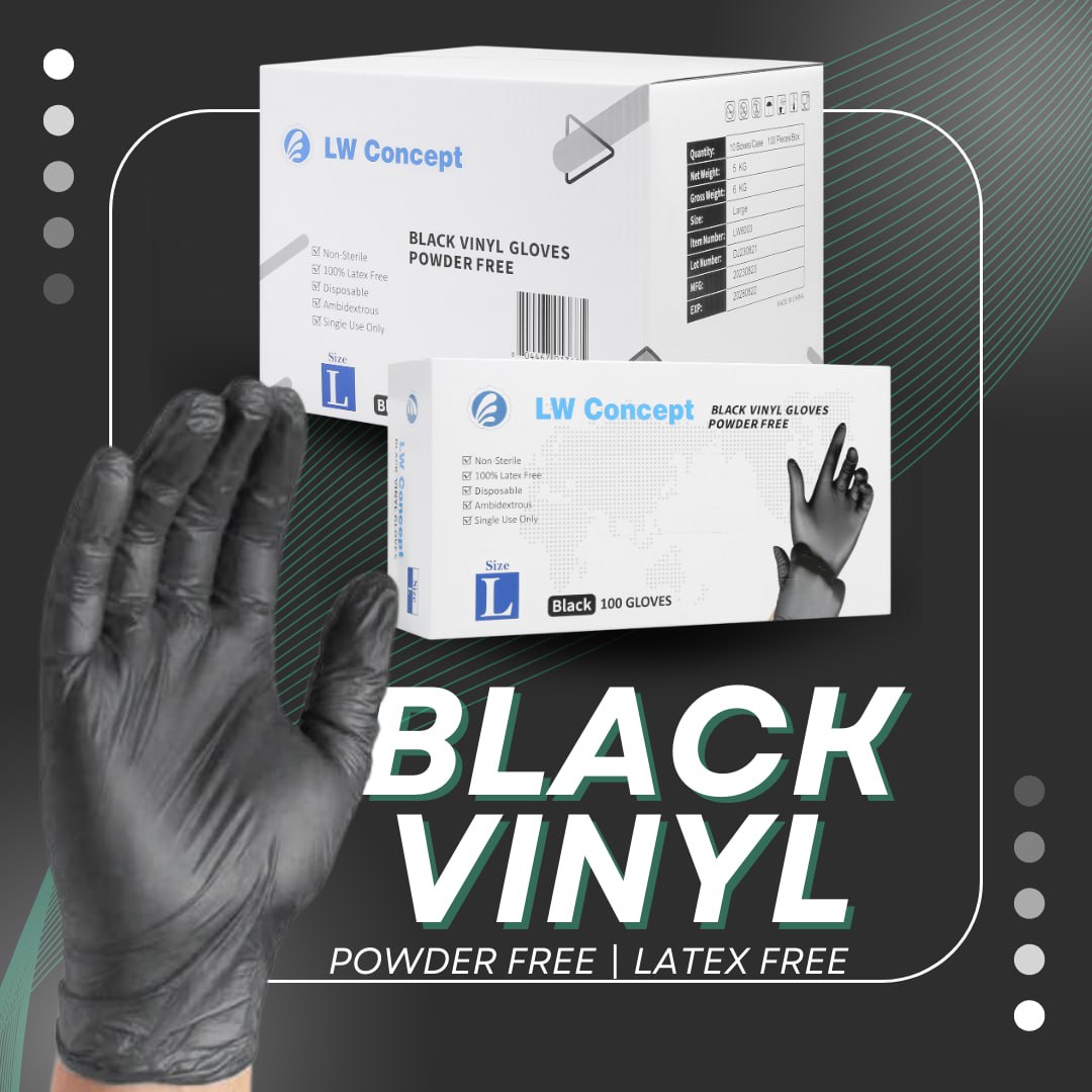 LW Concept Vinyl Exam Gloves - Latex-Free, Powder-Free, Non-Sterile