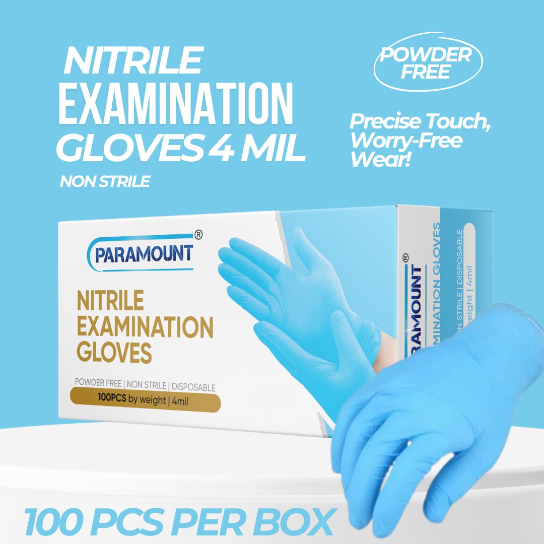 PARAMOUNT® Ice Blue Nitrile Gloves | 4mil Exam Gloves | Powder Free Gloves