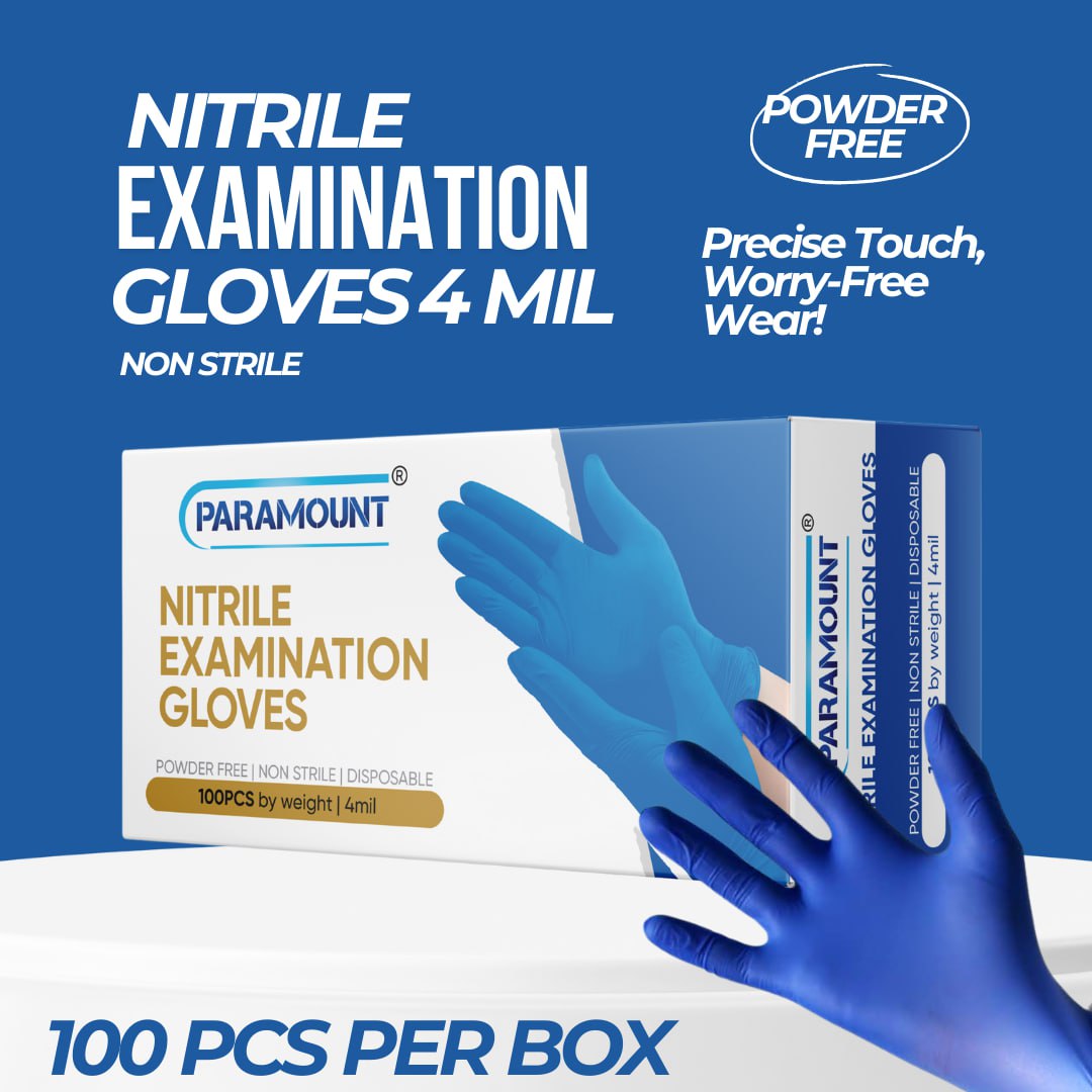 PARAMOUNT® Indigo Blue Nitrile Gloves | 4mil Exam Gloves | Powder Free Gloves