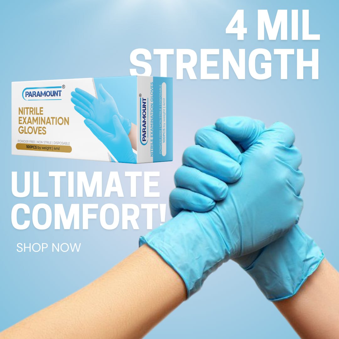 PARAMOUNT® Ice Blue Nitrile Gloves | 4mil Exam Gloves | Powder Free Gloves