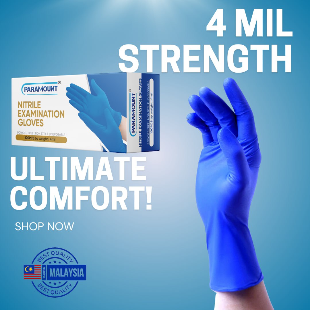 PARAMOUNT® Indigo Blue Nitrile Gloves | 4mil Exam Gloves | Powder Free Gloves