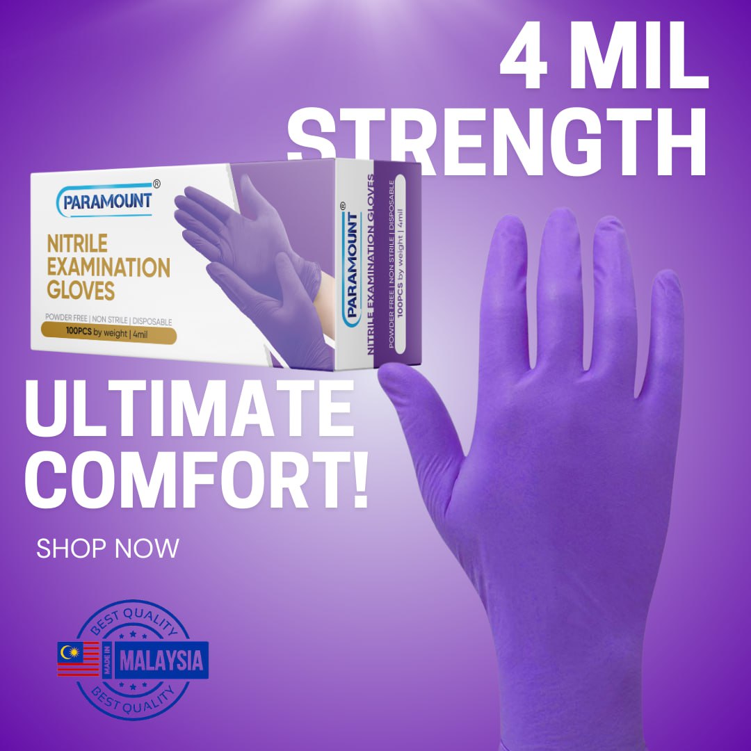 Paramount® Purple Nitrile Gloves | 4mil Exam Gloves | Powder Free Gloves
