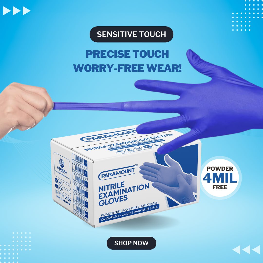 PARAMOUNT® Indigo Blue Nitrile Gloves | 4mil Exam Gloves | Powder Free Gloves