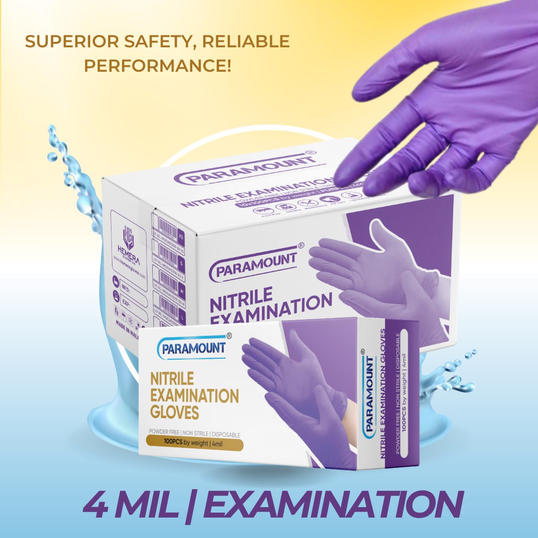 Paramount® Purple Nitrile Gloves | 4mil Exam Gloves | Powder Free Gloves