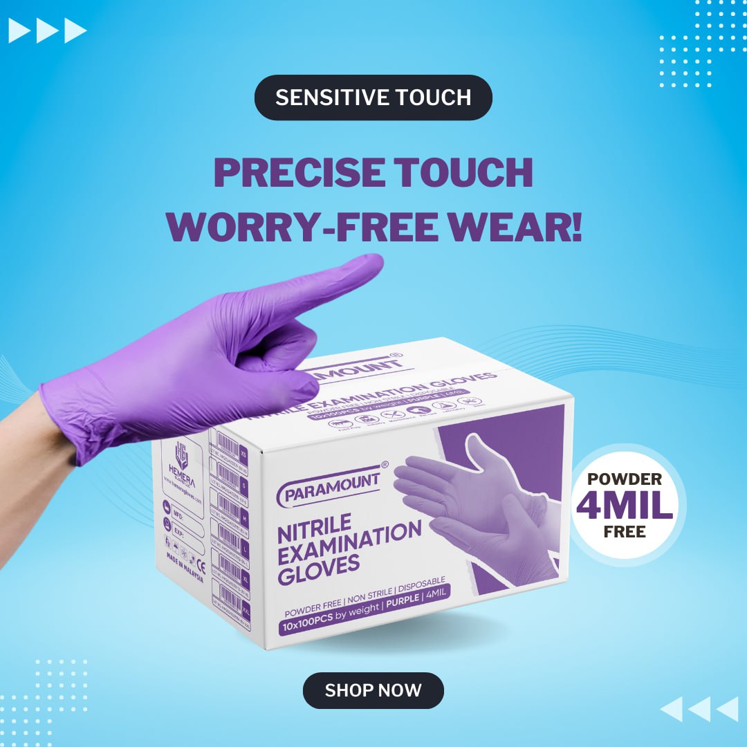 Paramount® Purple Nitrile Gloves | 4mil Exam Gloves | Powder Free Gloves