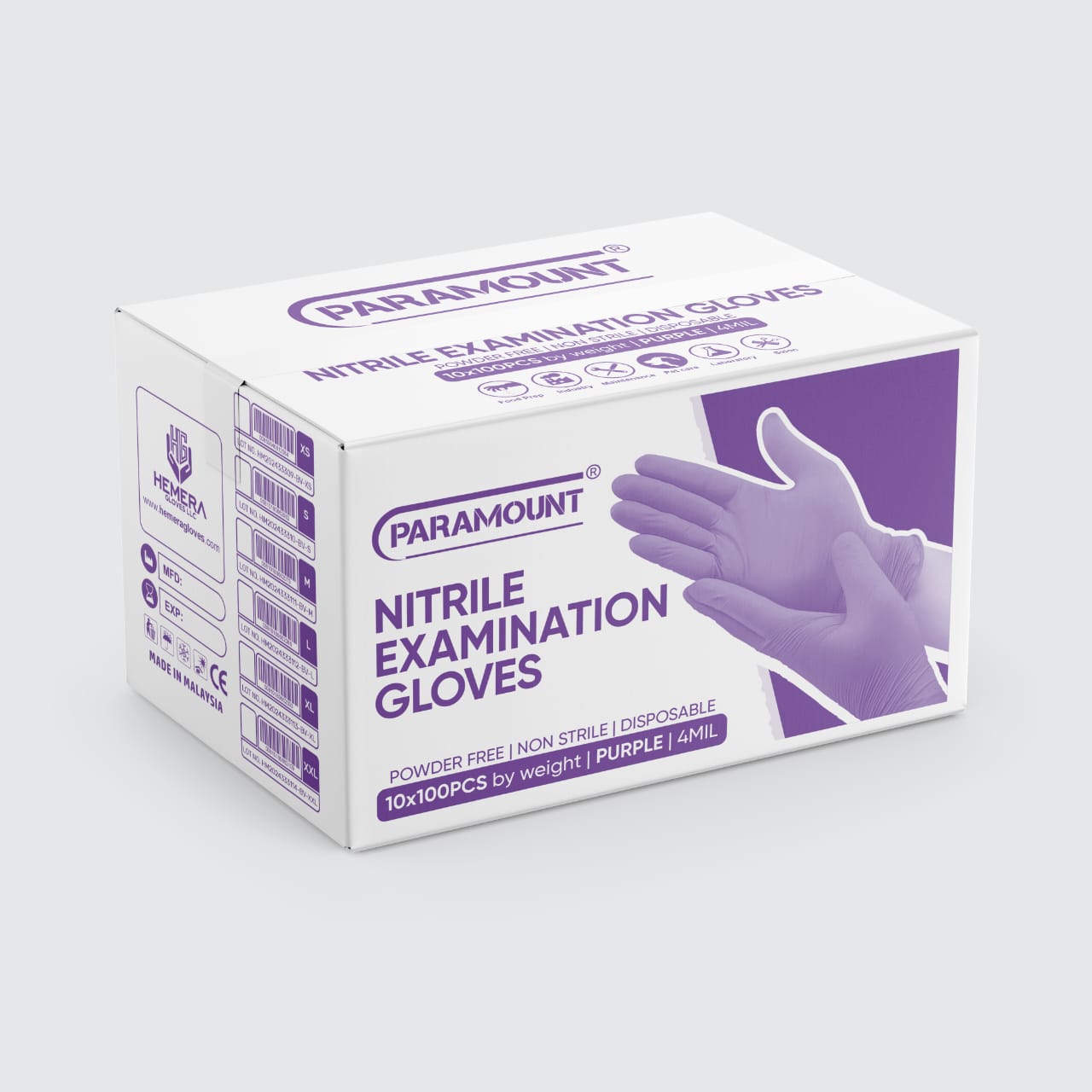 Paramount® Purple Nitrile Gloves | 4mil Exam Gloves | Powder Free Gloves