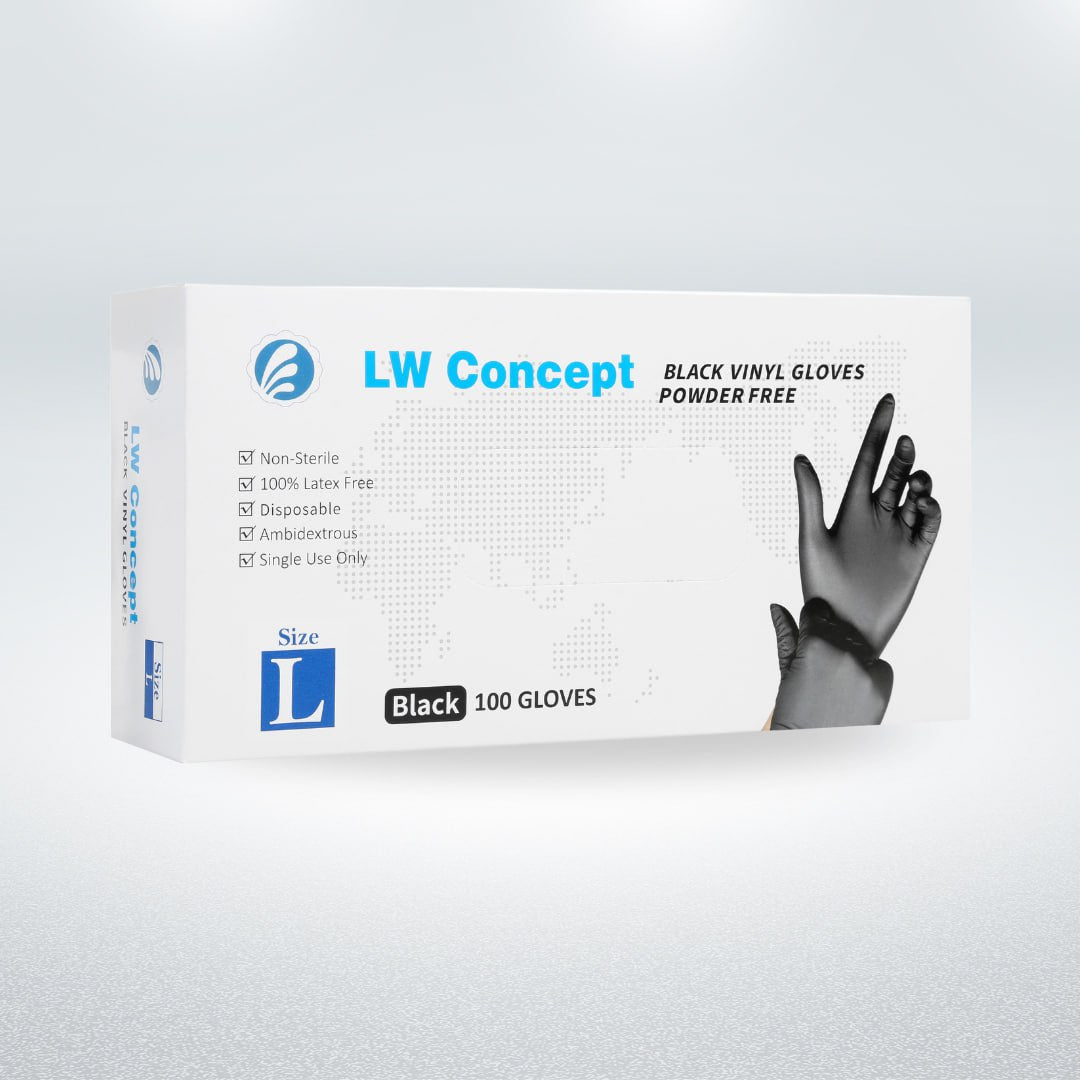 LW Concept Vinyl Exam Gloves - Latex-Free, Powder-Free, Non-Sterile