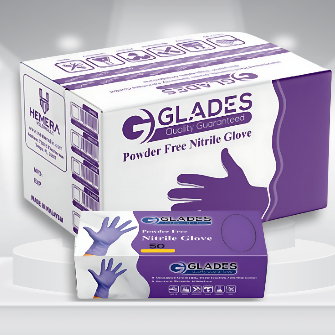 GLADES™ Purple Disposable Nitrile Gloves | 8mil Heavy Duty Diamond Grip Gloves | Powder Free Gloves