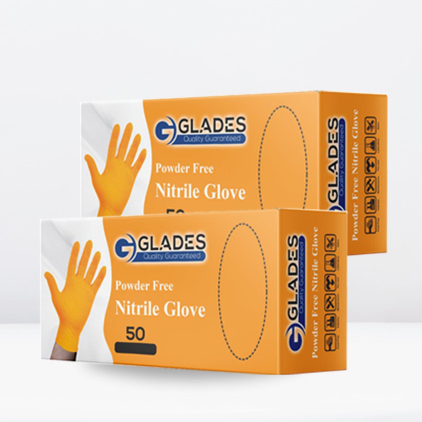 GLADES™ Orange Disposable Nitrile Gloves | 8mil Heavy Duty Diamond Grip Gloves | Powder Free Gloves