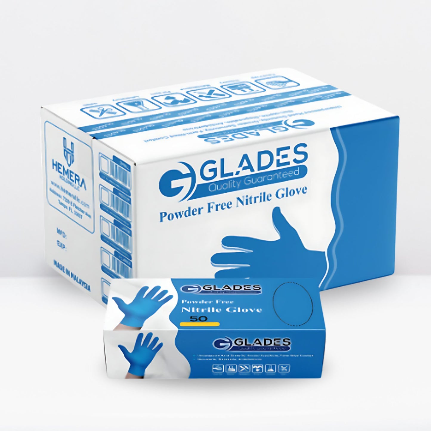 GLADES™ Blue Disposable Nitrile Gloves | 8mil Heavy Duty Diamond Grip Gloves | Powder Free Gloves