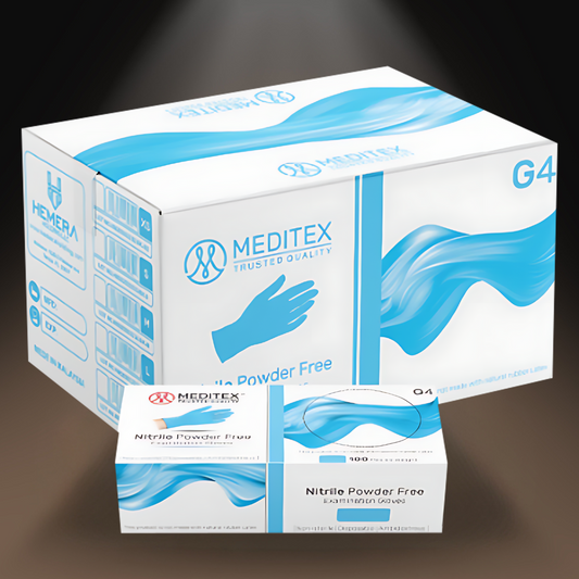 MEDITEX® (G4) DISPOSABLE EXAM NITRILE GLOVES BLUE POWDER FREE LATEX FREE 4MIL