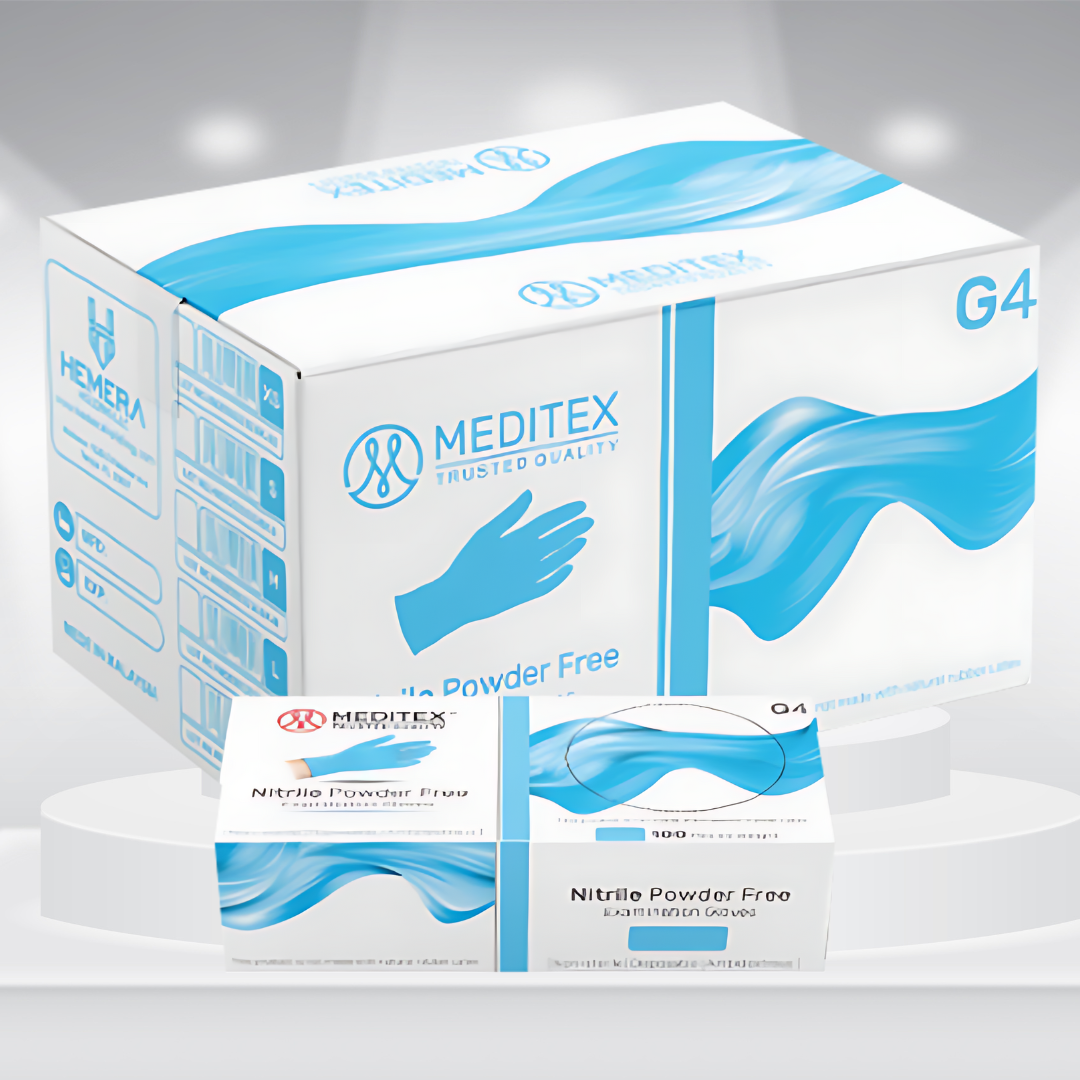 MEDITEX® (G4) Blue Nitrile Gloves | 4mil Exam Gloves | Powder Free Gloves