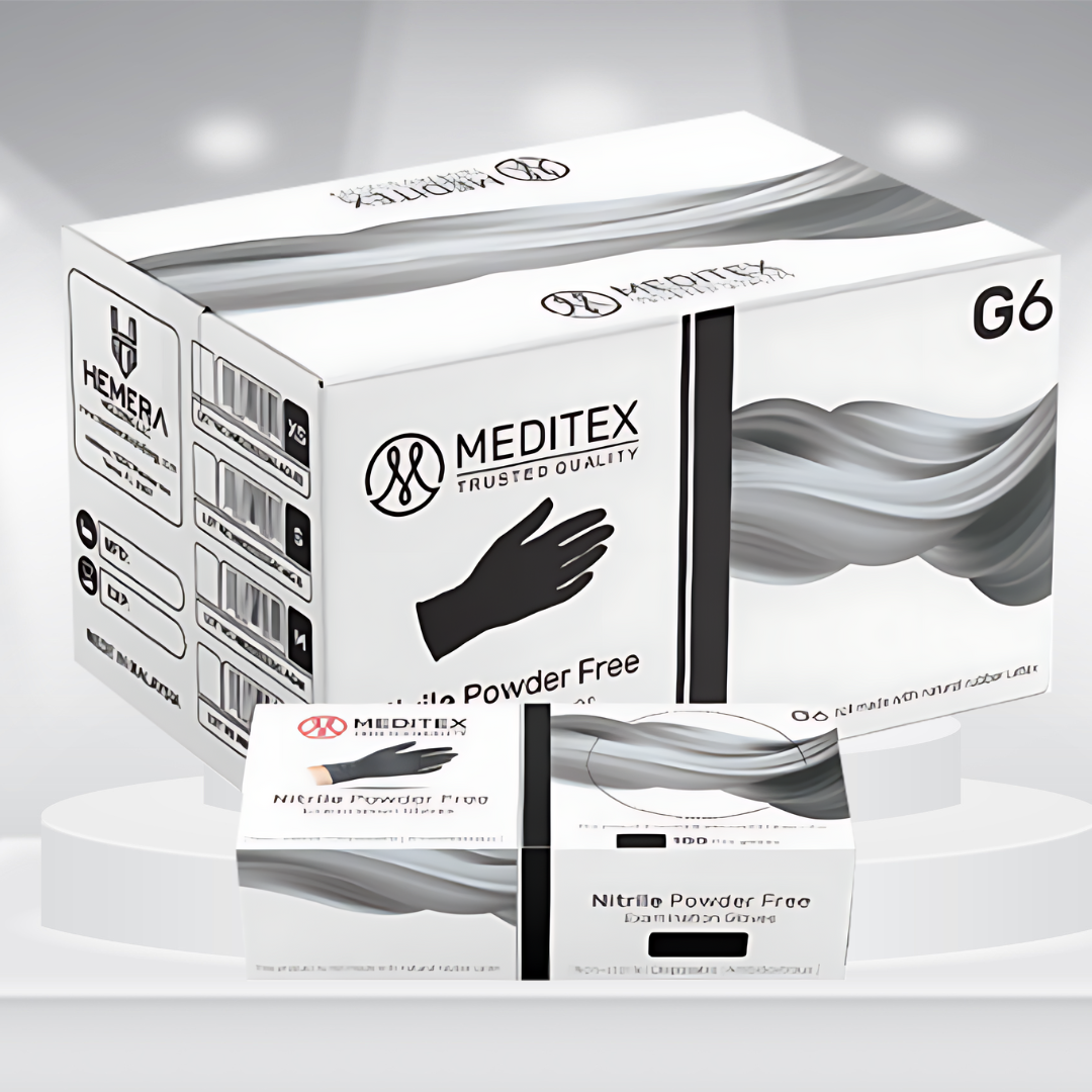 MEDITEX® (G6) Black Nitrile Gloves | 4mil Exam Gloves | Powder Free Gloves