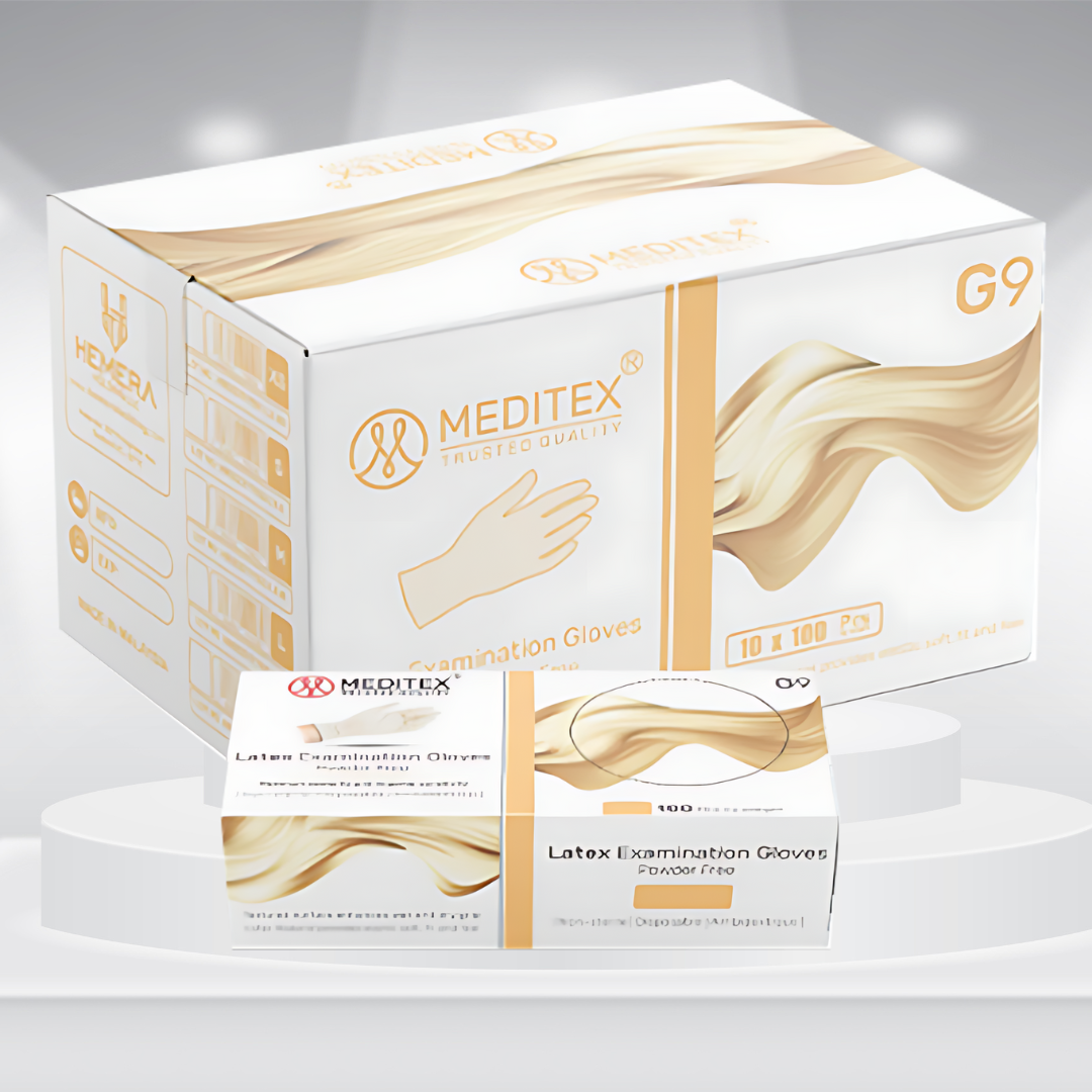 MEDITEX® (G9) White Latex Gloves | 4mil Exam Gloves | Powder Free Gloves