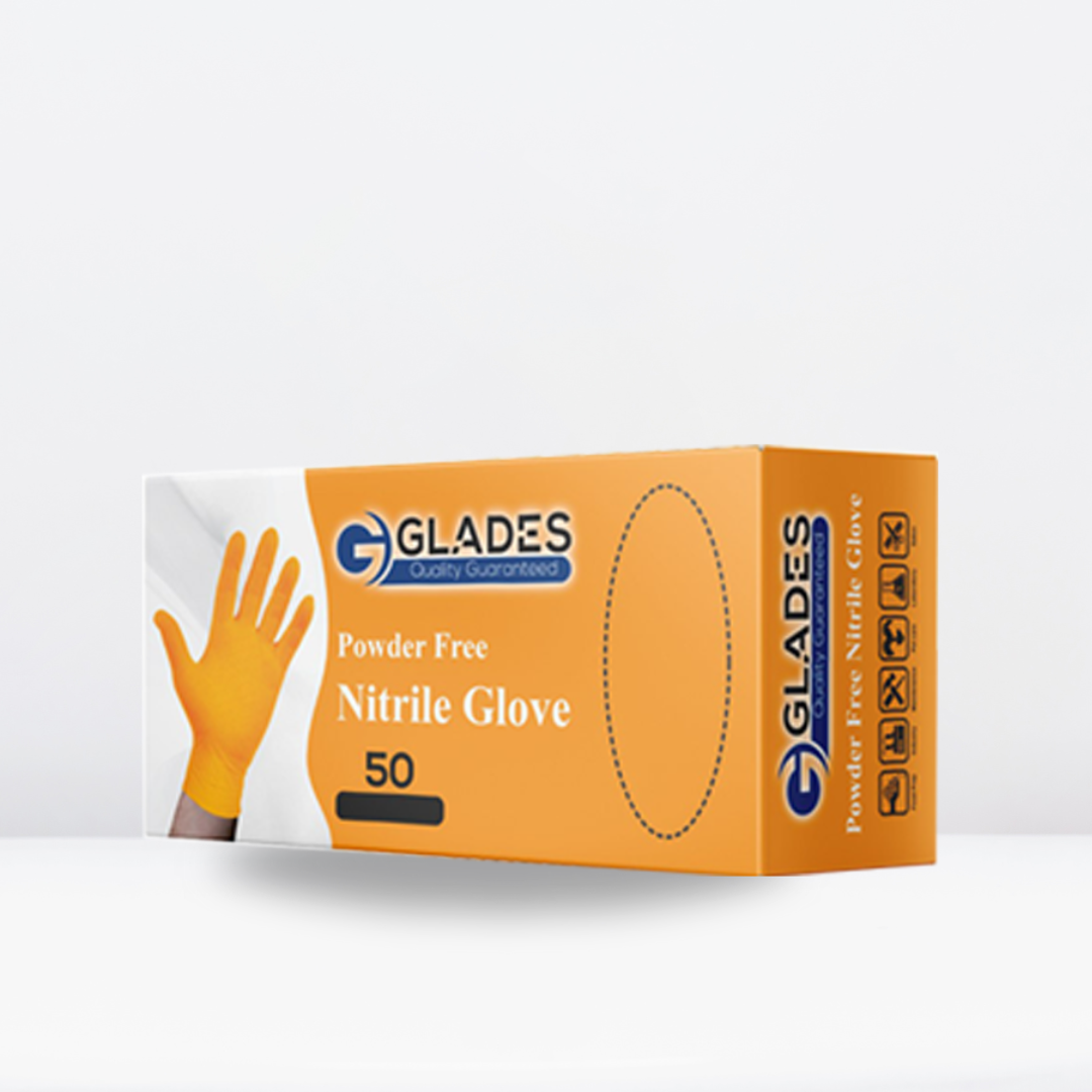 GLADES™ Orange Disposable Nitrile Gloves | 8mil Heavy Duty Diamond Grip Gloves | Powder Free Gloves