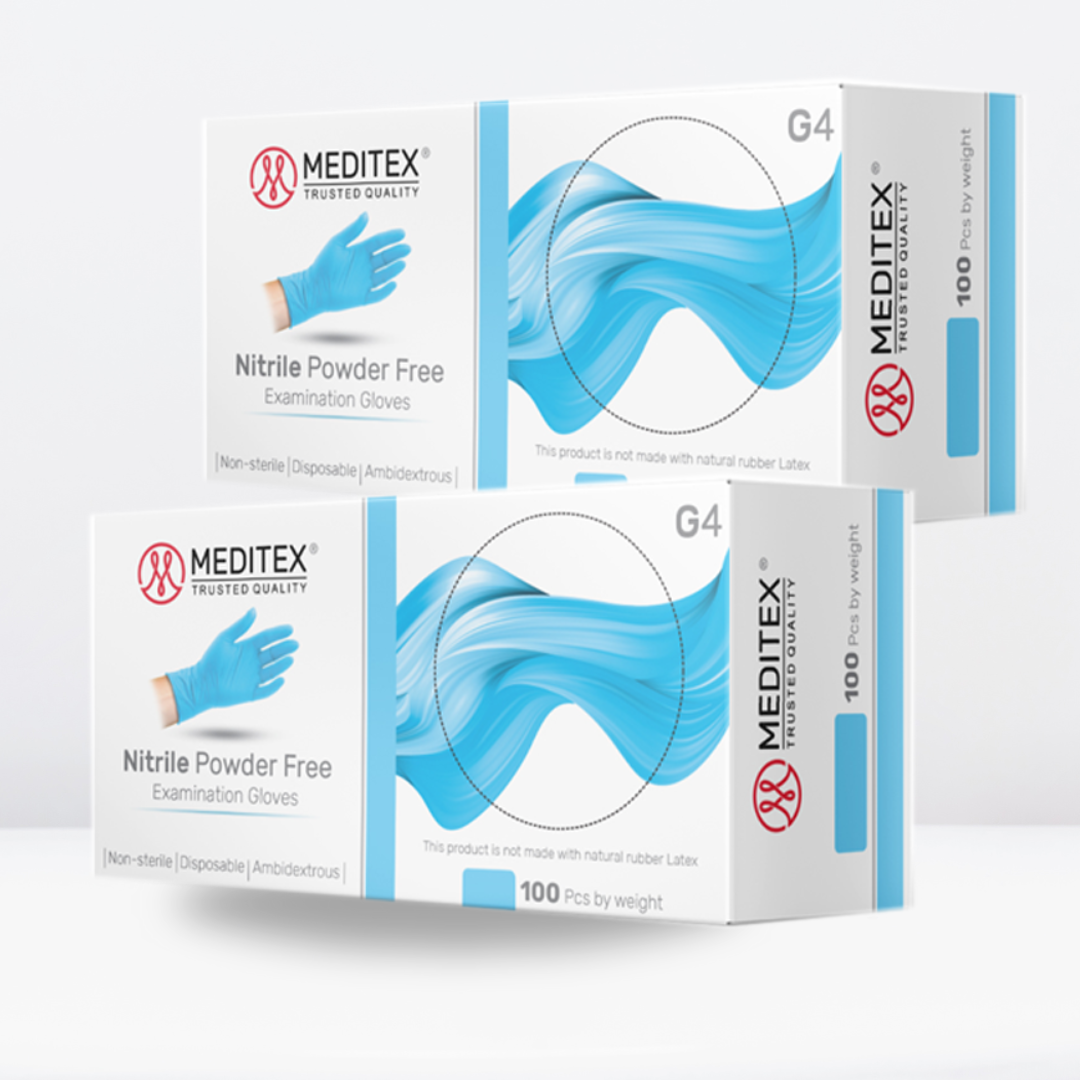 MEDITEX® (G4) Blue Nitrile Gloves | 4mil Exam Gloves | Powder Free Gloves