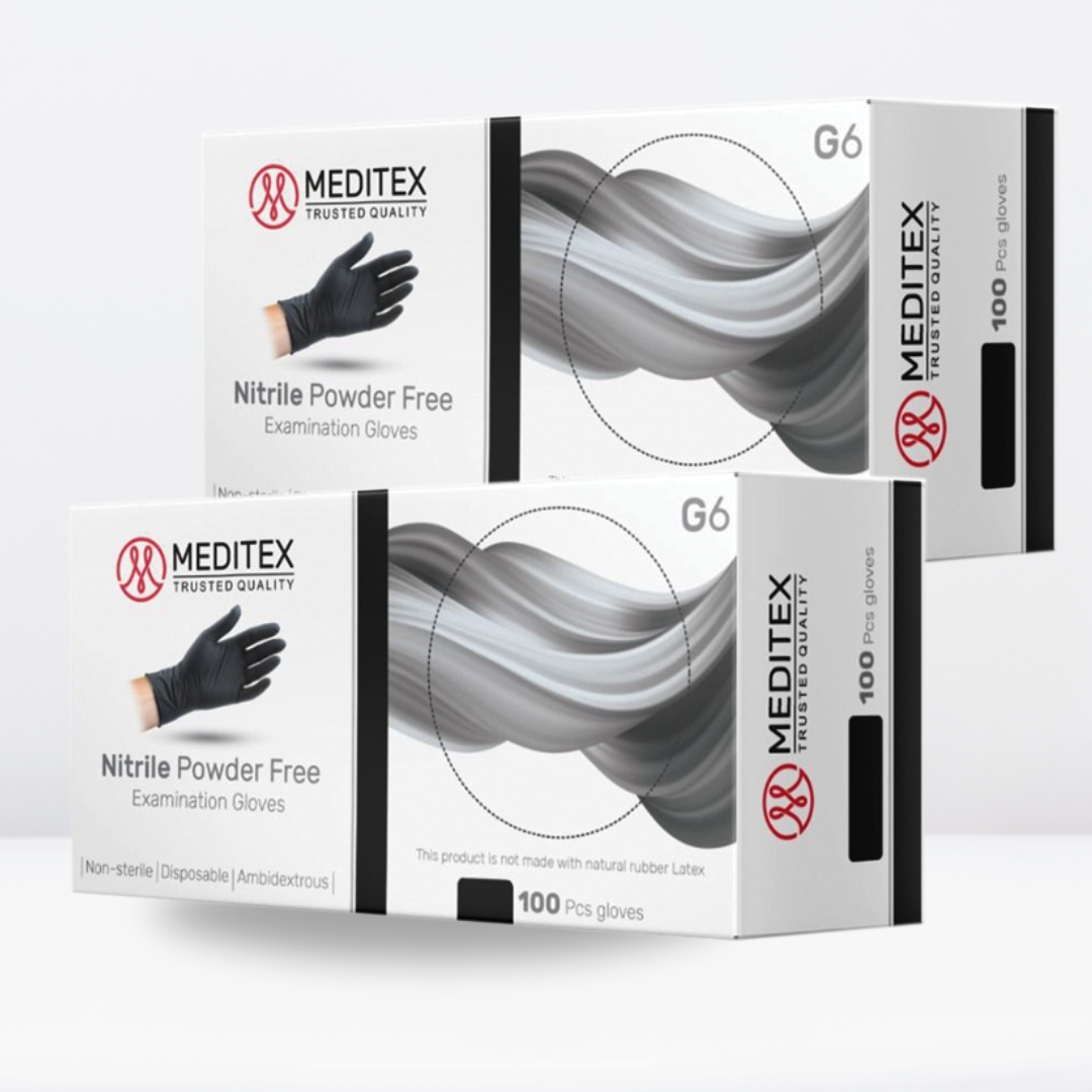 MEDITEX® (G6) Black Nitrile Gloves | 4mil Exam Gloves | Powder Free Gloves