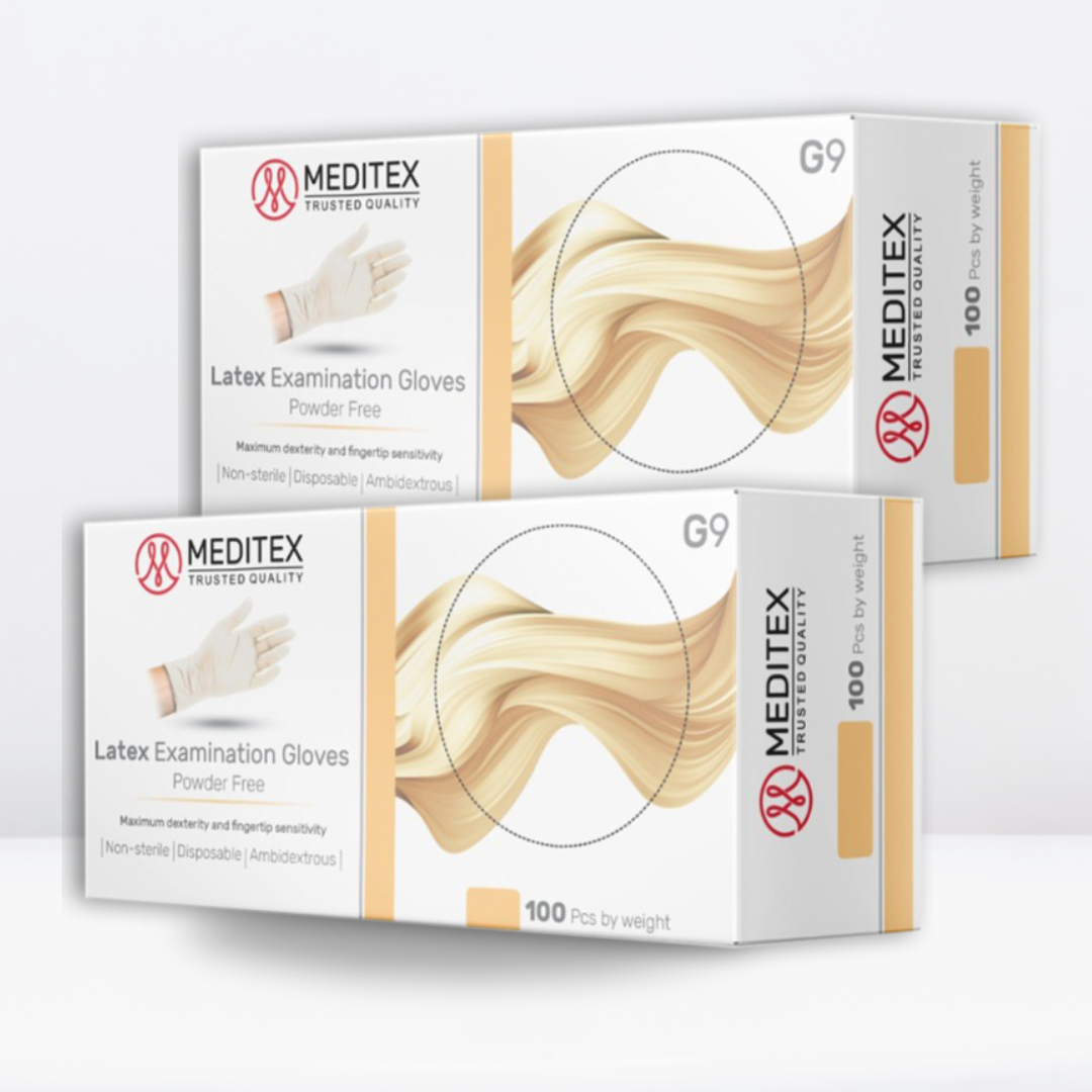 MEDITEX® (G9) White Latex Gloves | 4mil Exam Gloves | Powder Free Gloves