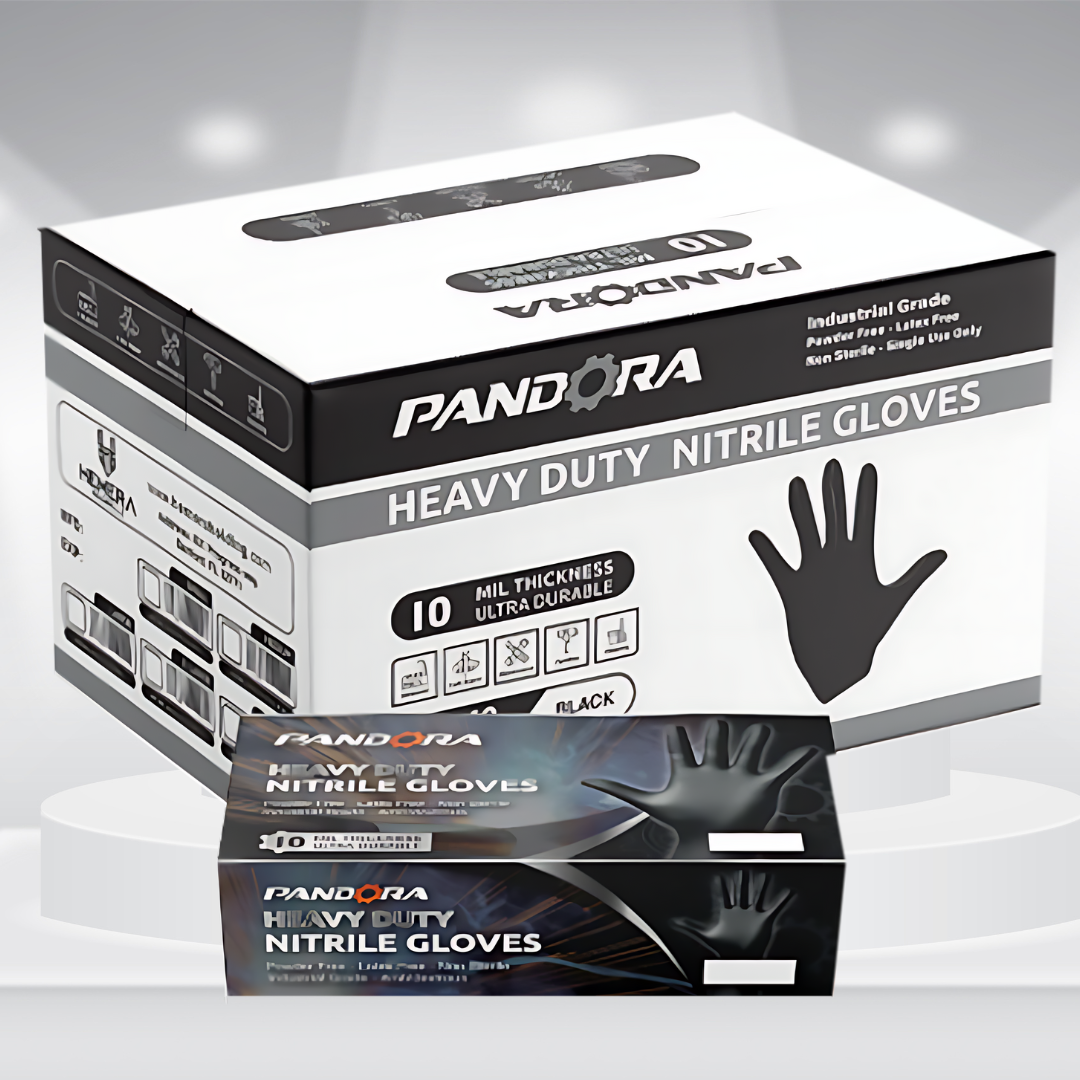 PANDORA™  Black Nitrile Gloves | 10mil Heavy Duty Gloves | Powder Free Gloves