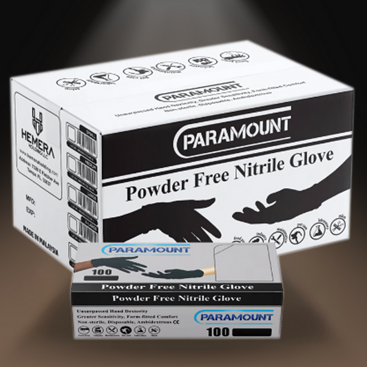 PARAMOUNT® BLACK EXAM NITRILE GLOVES POWDER-FREE 4MIL