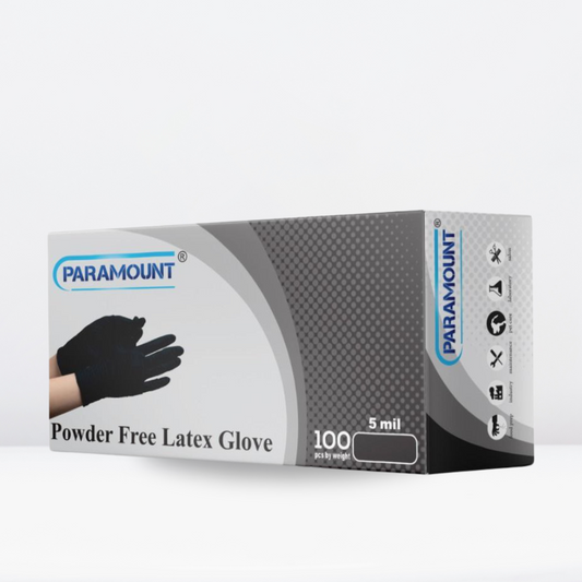 PARAMOUNT® Black  Latex Disposable Gloves | 5mil Exam Gloves | Powder Free Gloves