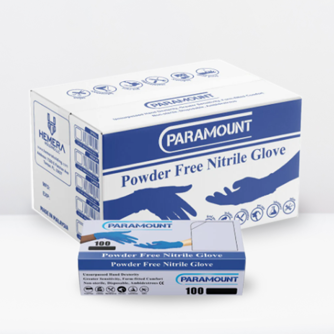 PARAMOUNT® Indigo Blue Nitrile Gloves | 4mil Exam Gloves | Powder Free Gloves