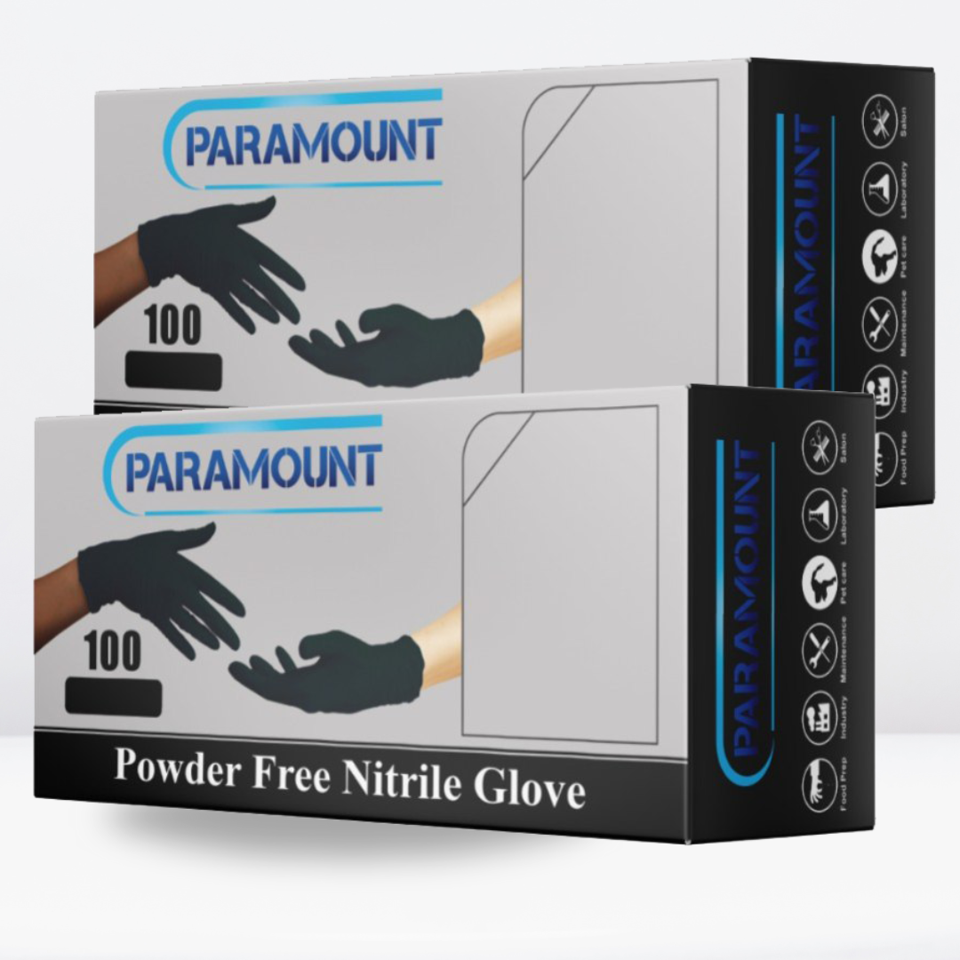 PARAMOUNT® Black Nitrile Gloves | 4mil Exam Gloves | Powder Free Gloves